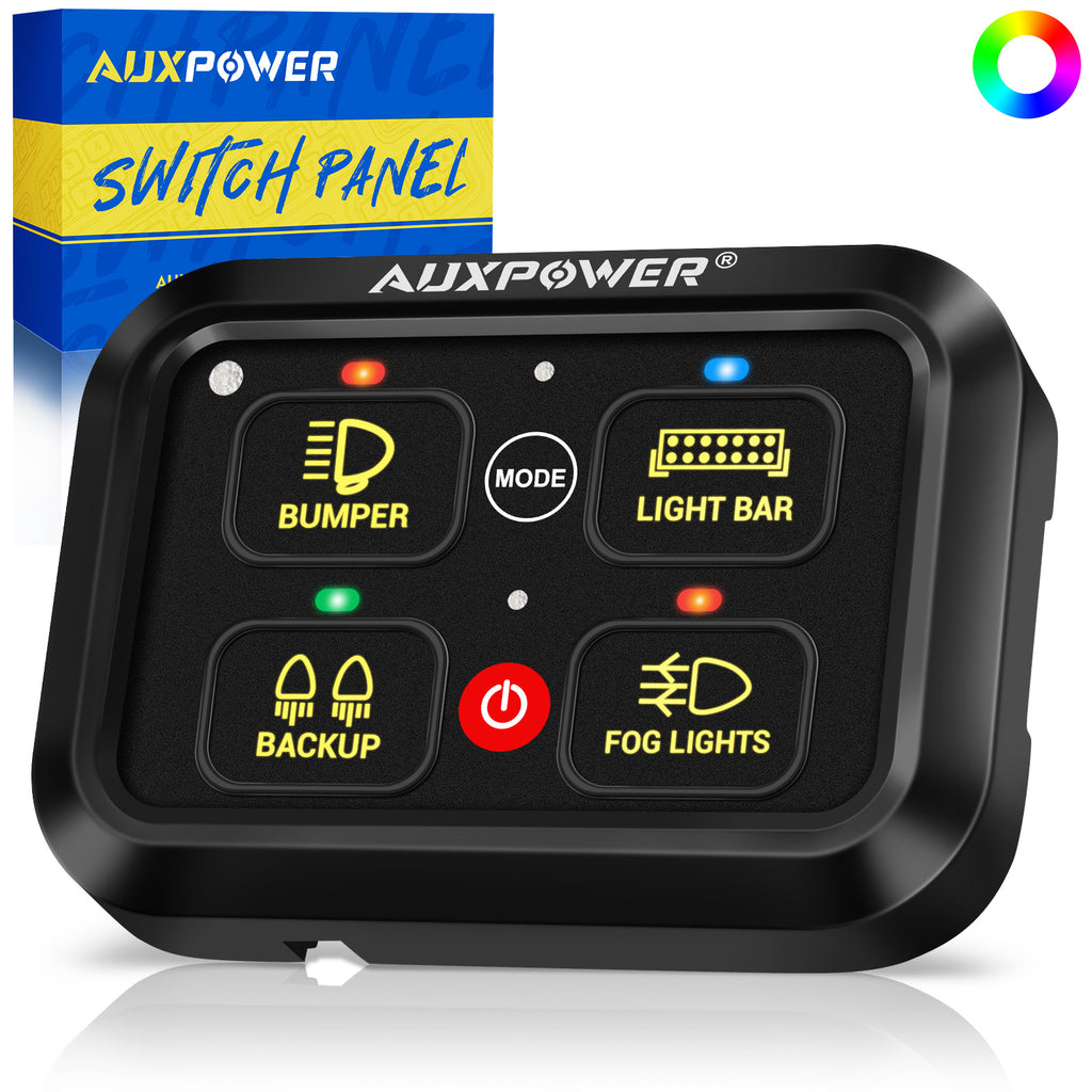 Auxpower 4 Gang RGB Multi-function Switch Panel with 3 Lighting Modes
