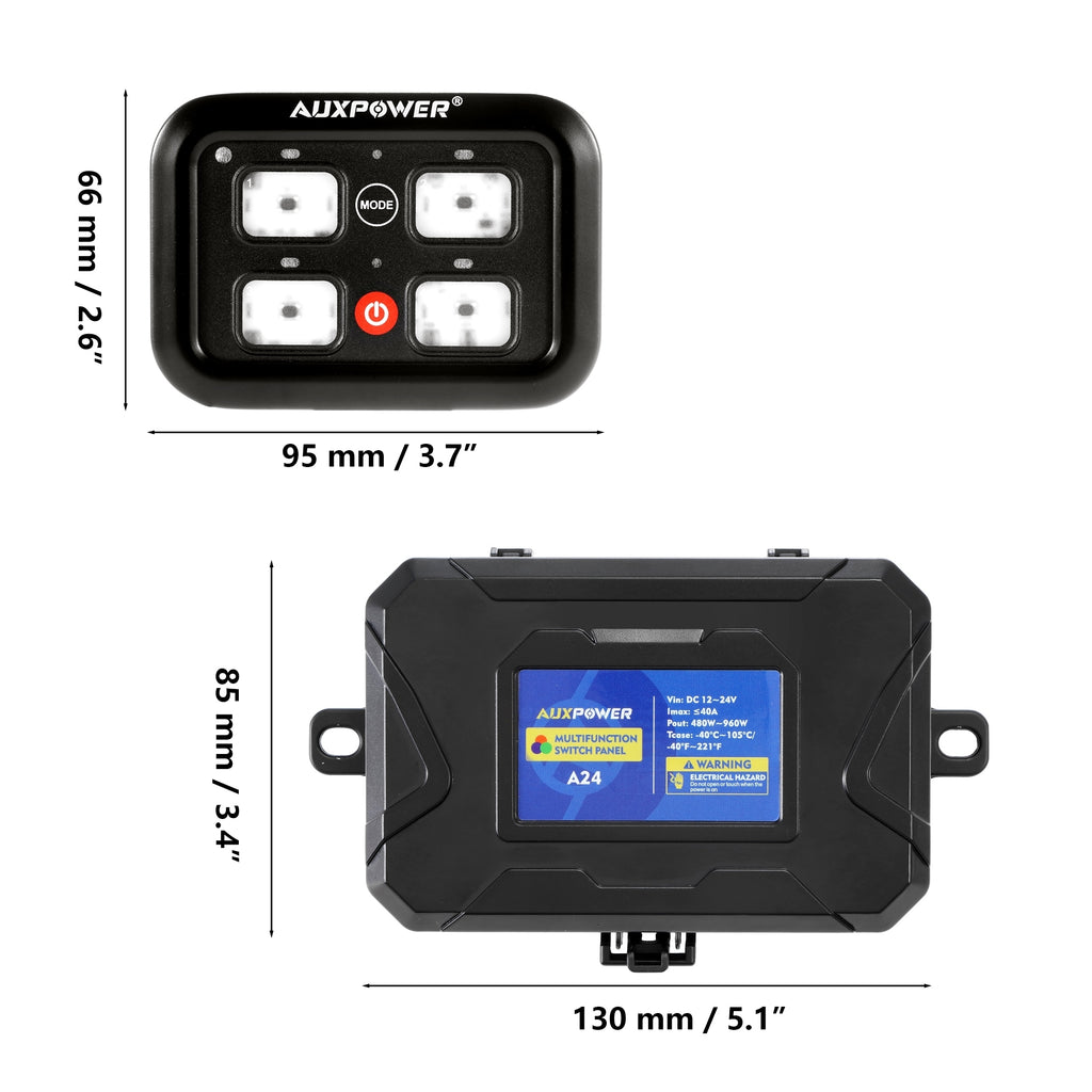 Auxpower 4 Gang RGB Multi-function Switch Panel with 3 Lighting Modes