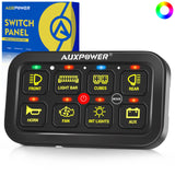 Auxpower 8 Gang RGB Multi-function Switch Panel with 3 Lighting Modes Toggle Momentary Pulsed
