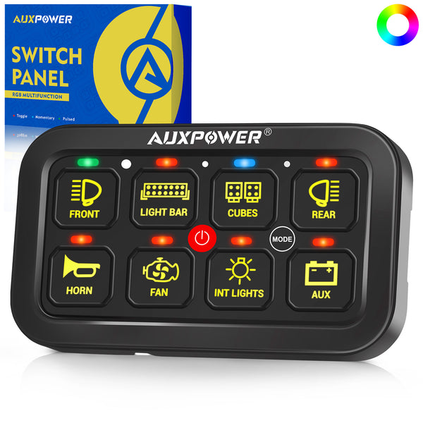 Auxpower 8 Gang RGB Multi-function Switch Panel with 3 Lighting Modes ...