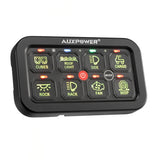 Auxpower 8 Gang RGB Multi-function Switch Panel with 3 Lighting Modes Toggle Momentary Pulsed