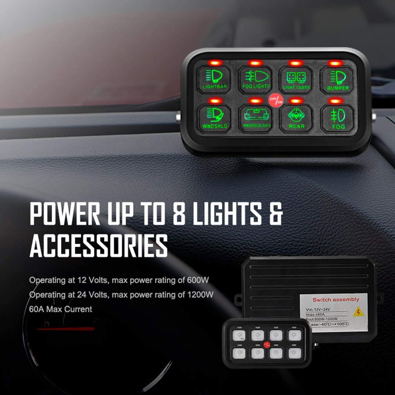 Auxpower 8 Gang Switch Panel LED Universal 12V Auxillary Switch Panel for  Truck, Offroad Light Multi Switch for Car SUV UTV Caravan, Automatic